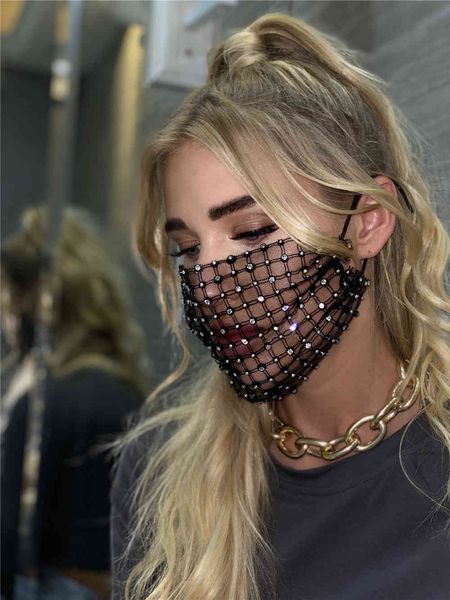 

high-quality masks 2021 women's mesh rhinestone jewelry mask z1266 ixbi