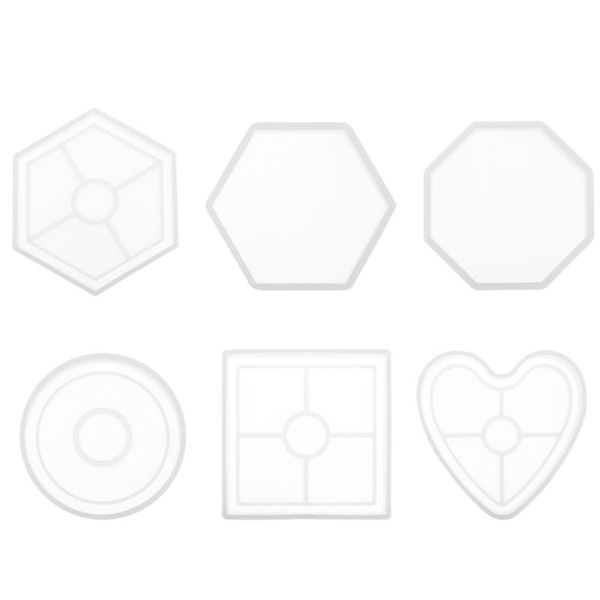 

mats & pads 6pcs cup mat mold silicone molds diy white multiple shape