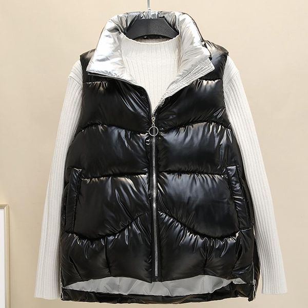 

women's vests autumn winter woman black vest fashion warm sleeveless waistcoat female casual streetwear plus size ladies coats and jack, Black;white