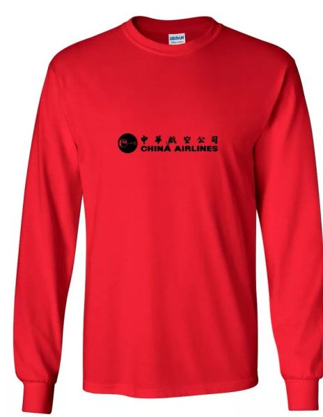 

china airlines black logo chinese aviation geek red cotton t-shirt, White;black