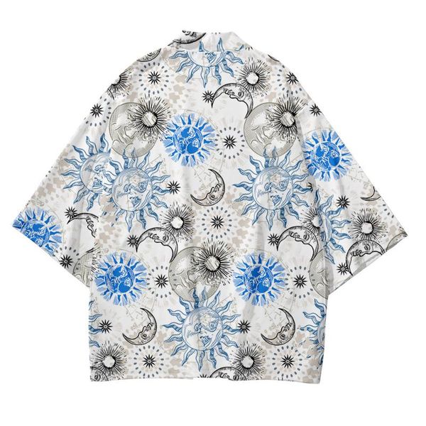 

ethnic clothing 5xl 4xl xxxl 6xl sun moon print beach japanese style kimono streetwear men women cardigan cosplay haori yukata robe clo, Red