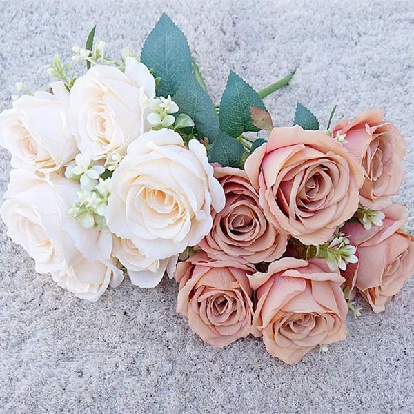 

decorative flowers & wreaths 7 heads rose bouquet flores artificiales artificial for living room decor pography roses