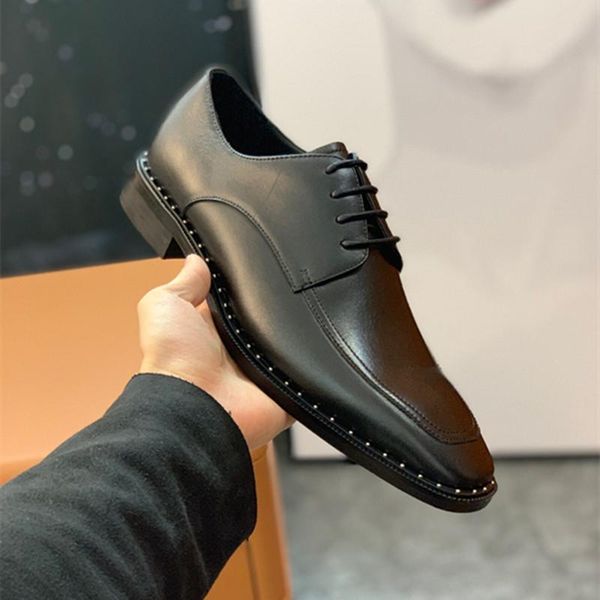 

arrival round toe men shoes genuine leather lace up comfortable business dress, Black