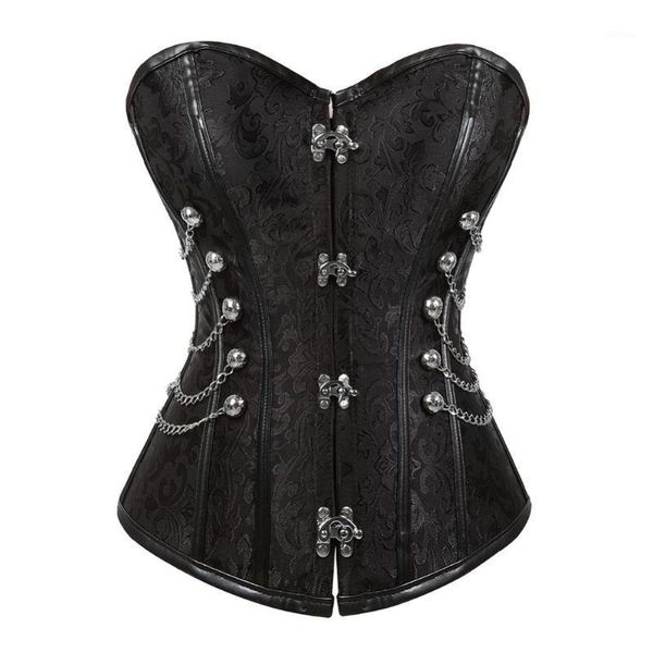 

bustiers & corsets and for women steampunk steel boned pirate showgirl corselet with chain classic overbust clubwear to wear out, Black;white