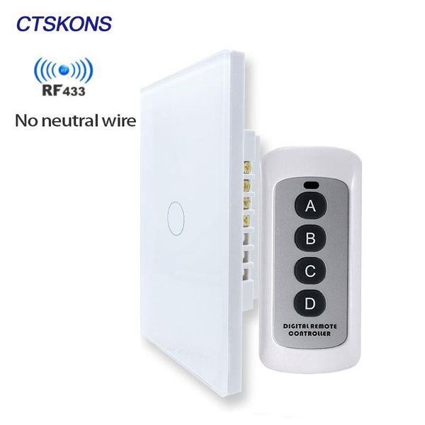 

smart home control light touch switch rf433 wireless remote no neutral wire 1/2/3gang 110v 220v glass panel wall sensor interrupter