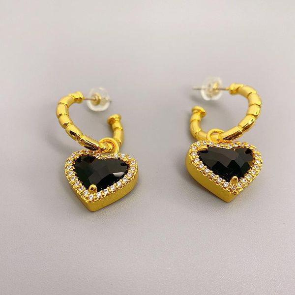 

stud summer color heart-shaped pendant earrings, Golden;silver
