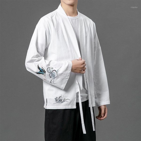 

men's jackets jacket large size 2021 chinese style retro hanfu embroidered fashion street harajuku uniform tai chi, Black;brown