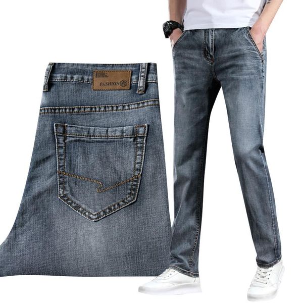 

men's jeans classic vintage black pants men spring straight regular loose fashion business casual plus size denim trousers, Blue