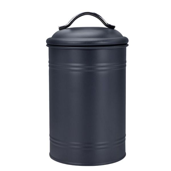 

storage bottles & jars 1pc iron tea tin canister can with airtight lid food (black)