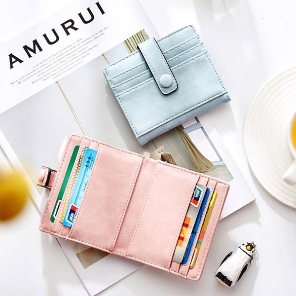 

wallets card holders women girls holder pu leather money bag cash clip mini wallet multifunction clutch purse, Red;black