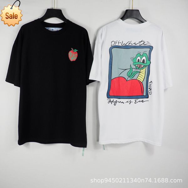

and off 2022 summer spring fashion brand new casual loose cartoon snake print short sleeve t-shirt, White;black