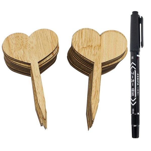 

planters & pots reable bamboo plant labels wooden tags with 1pc pen for potted herbs flowers label accessories