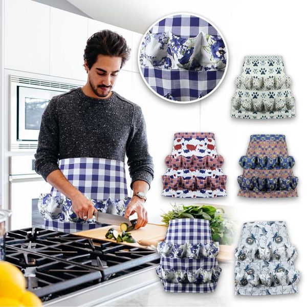 

aprons kitchen farm bird print two-row eggs collecting gathering apron pocket holder egg accessories