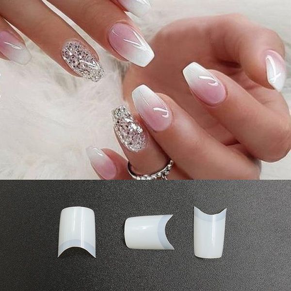 

false nails 500pcs short nail tips clear acrylic kit full cover stuff fake, Red;gold