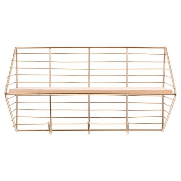 

hooks & rails 1pc wall storage shelf holder for home living room bathroom (golden)