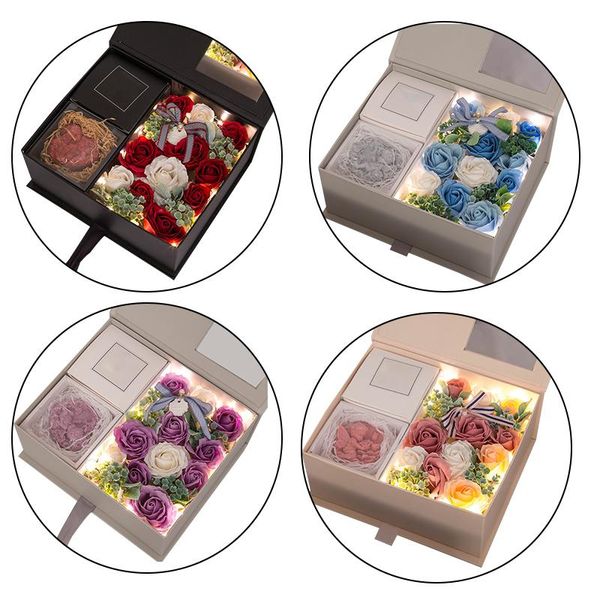 

romantic soap flower jewelry gift box valentine day girlfriend wife year christmas boxes wedding decor light decorative flowers & wreaths