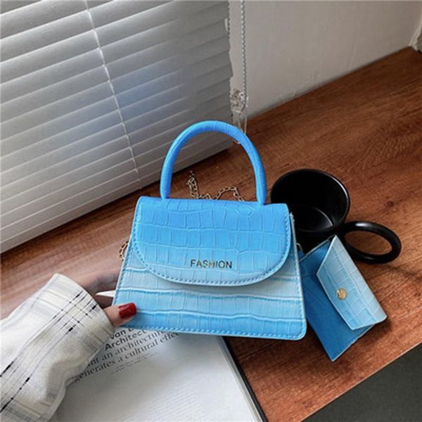 

gradient color women's bag 2021 spring and summer crocodile pattern flip cover shoulder handbags crossbody bags