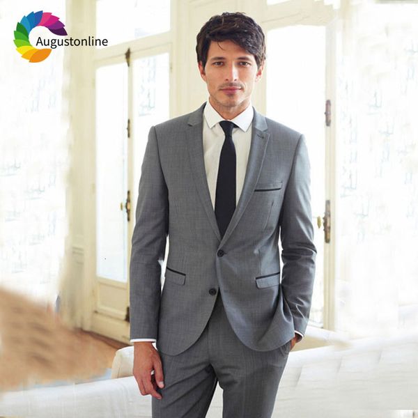 

men's suits & blazers grey men for wedding slim fit groomsmen suit pants man jacket 2piece custom made groom tuxedos 7k3c, White;black