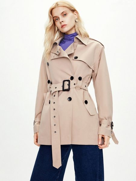 

jazzevar double button belted trench coat d4gi#, Tan;black