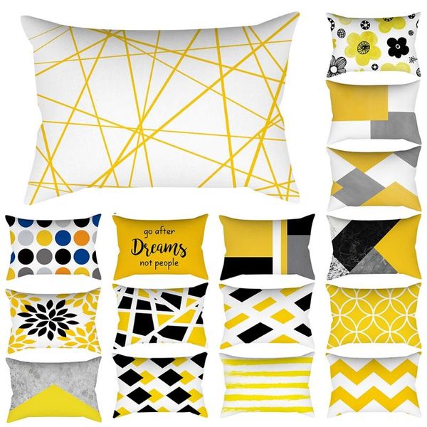 

pillow case 30*50 cm rectangle yellow sofa car seat cushion cover home textile simple fashion geometric pillowcase