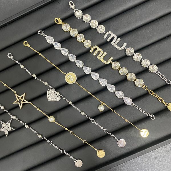 

luxury jewelry bracelet women's high-level feeling light luxury small crowd exquisite star love bracelet letter miss miao crystal hand, Black