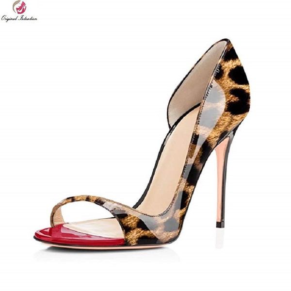 

dress shoes fashion peep toe side empty sandals 8//12cm high heels thin women leopard shallow stiletto big size 35-45, Black