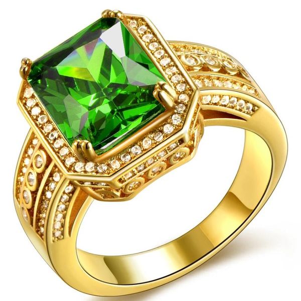 

wedding rings fashion ring 7.9ct size 8 to 15 jewelry garnet zircon stones 10kt yellow gold filled gift, Slivery;golden