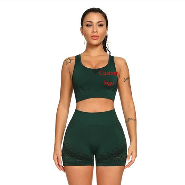

yoga outfit hollow out seamless set sport outfits women black two 2 piece crop high waist leggings workout gym suit fitness short