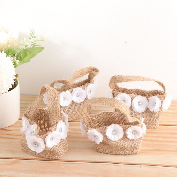 

gift wrap 4pcs romantic linen bag wedding party candy holder flower basket storage