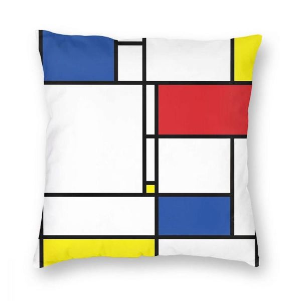 Cuscino/cuscino decorativo Federa quadrata Mondrian Poliestere Copriletto Minimalista De Stijl Arte moderna Novità Federa