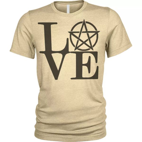 

love pentagram t-shirt gothic cult magic witches wiccan story men, White;black