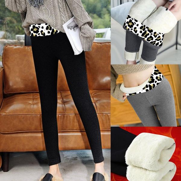 

women's pants & capris 2021 autumn winter leggings casual printed span ladies high waist elastic plush trousers, Black;white