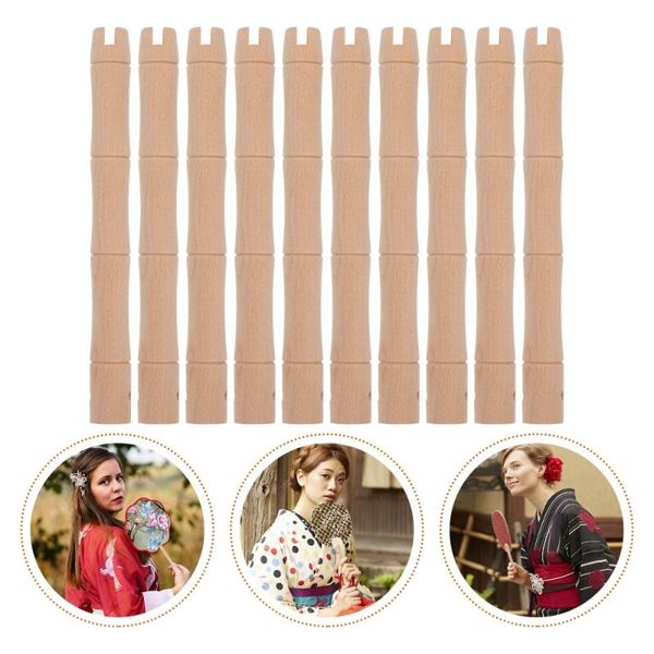 

10pcs chinese style round fan handles diy wood accessories other home decor
