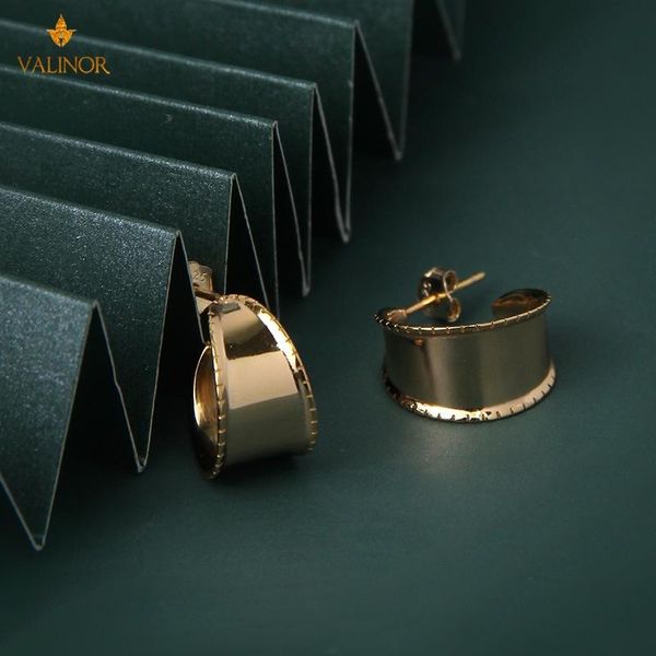 

stud earrings personality fashion simple chic golden wide face female wild silver 925 sterling dlgc186, Golden;silver