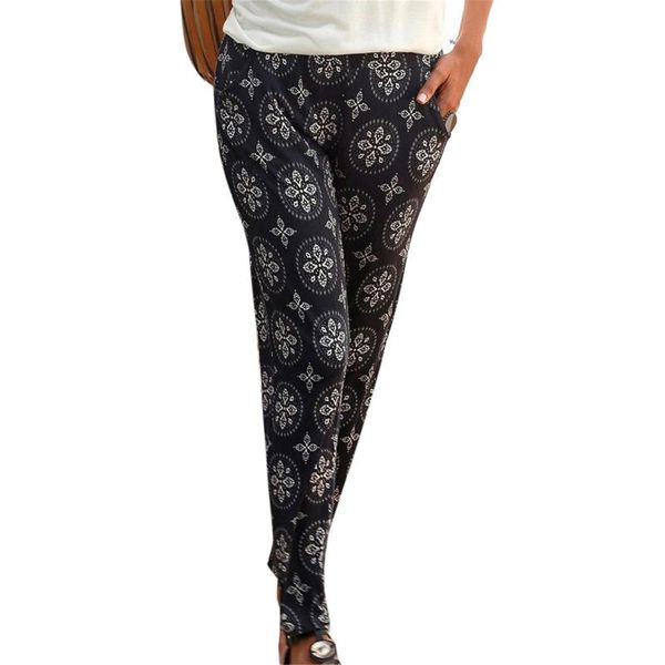 

women's pants & capris plus size casual trousers women high waist retro floral printing easy trouser long boho beach pockets harem legg, Black;white
