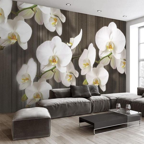 

wallpapers dropship custom mural wallpaper 3d stereo flowers wood grain art wall painting modern simple tv sofa bedroom background walls