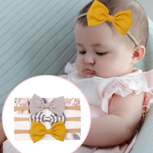

hair accessories girl baby cloth soft headband bow knot kids toddlers elastic head wear hairband infant, Slivery;white
