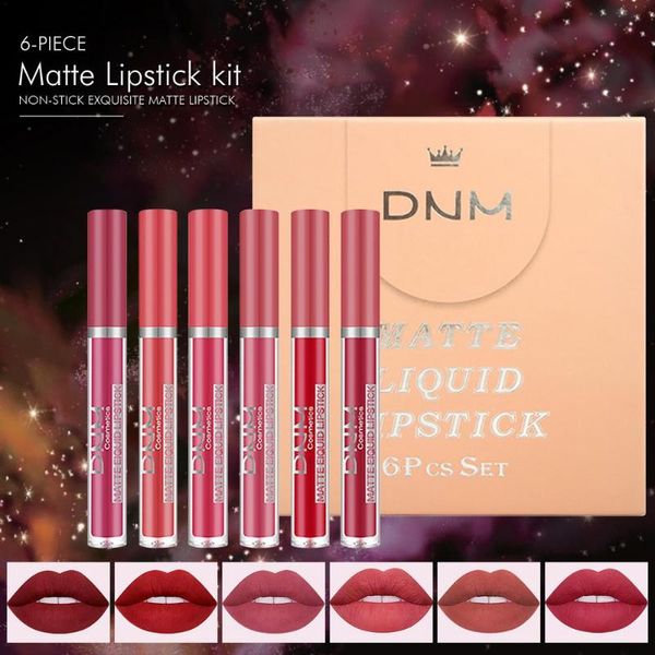 

lip gloss 6pcs matte liquid lipstick set waterproof long lasting non-stick nude women red tint beauty cosmetic