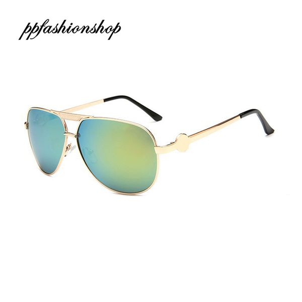 Модные пилотные солнцезащитные очки с цветной пленкой, металлический каркас, светоотражающие солнцезащитные очки для мужчин и женщин, дизайнерские летние очки