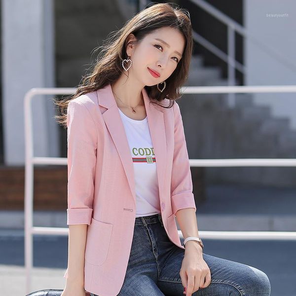 

office ladies casaul pink blazer for women jackets half sleeve ol business clothes work wear uniforms women's suits & blazers, White;black