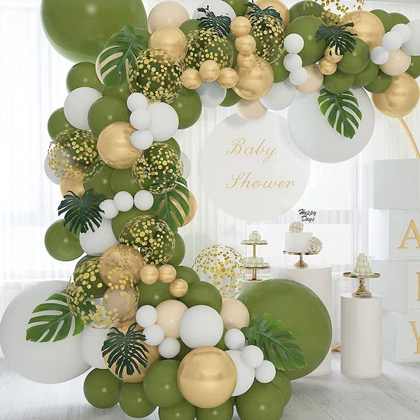 Новый оливковый зеленый хромированный золотой латексный шар гирлянды свадебный день рождения украшения