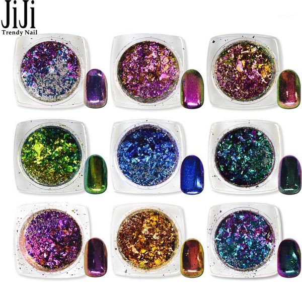 

1pcs chameleon nail sequins glitter holographic pigment shimmer starry sky design diy art paillette tips jibs07-271, Silver;gold