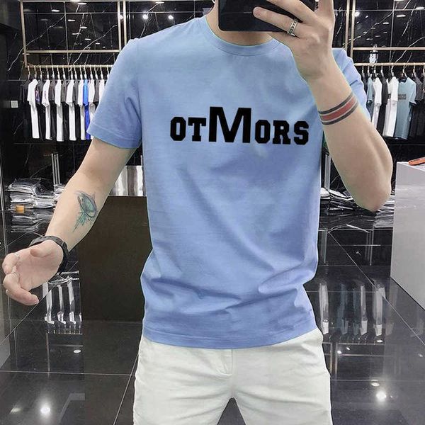 

w0581 european new men's short sleeve fashion net red t-shirt men's summer thin men's printed letter nightclub dress, White;black