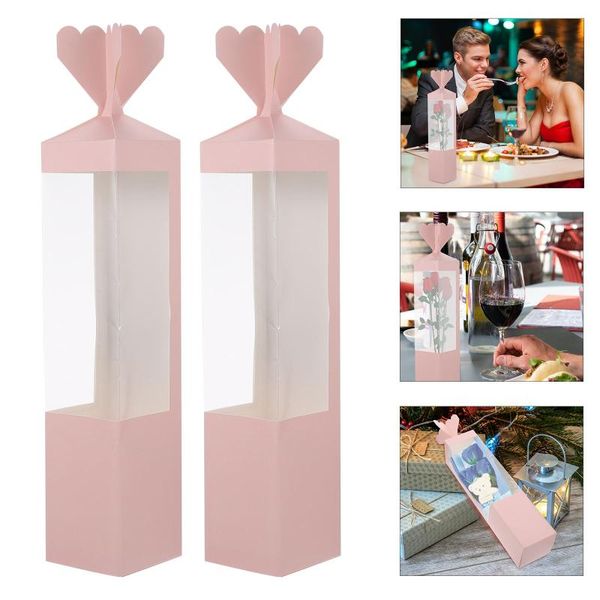 

gift wrap 5pcs pvc window flower packaging box bouquet boxes paper florist plant cases wrappers