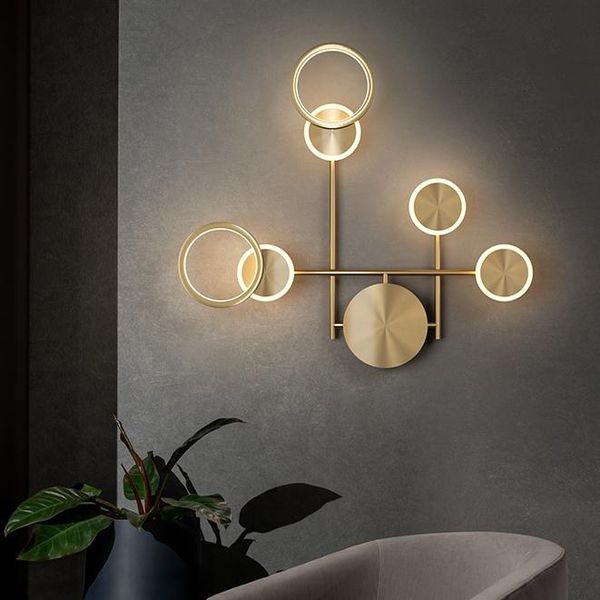 

all copper material, living room tv background wall decorative lamp, nordic luxury, bedroom bedside lamp