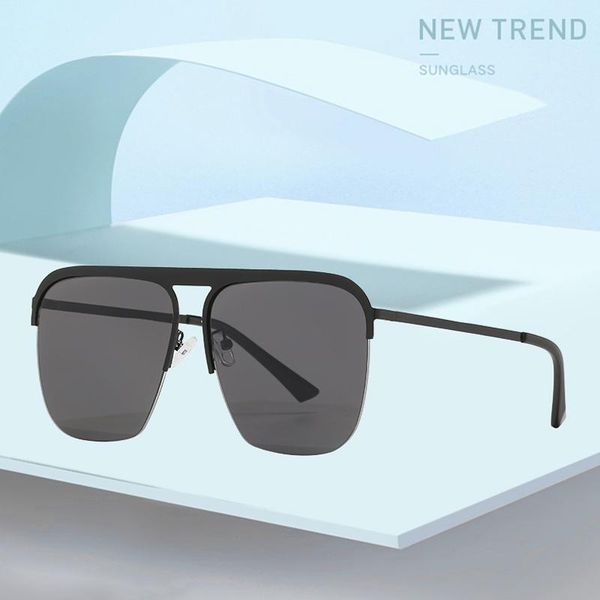 

sunglasses women oversized sun glasses retro metal large frame eyewear square classic vintage oculos semi rimless shades uv400, White;black