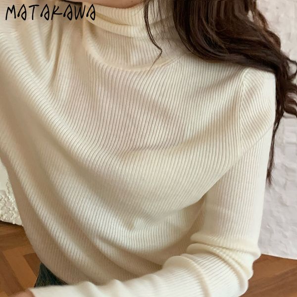 

slim pit strips warm inner base sweater women korean retro woman turtleneck sweaters long sleeve pullover 210506, White;black