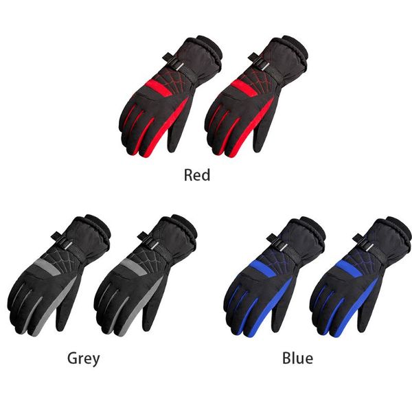 

ski gloves skiing keep warm waterproof durable with buckle hiking winter adjustable touch screen anti slip wear resistant cycling