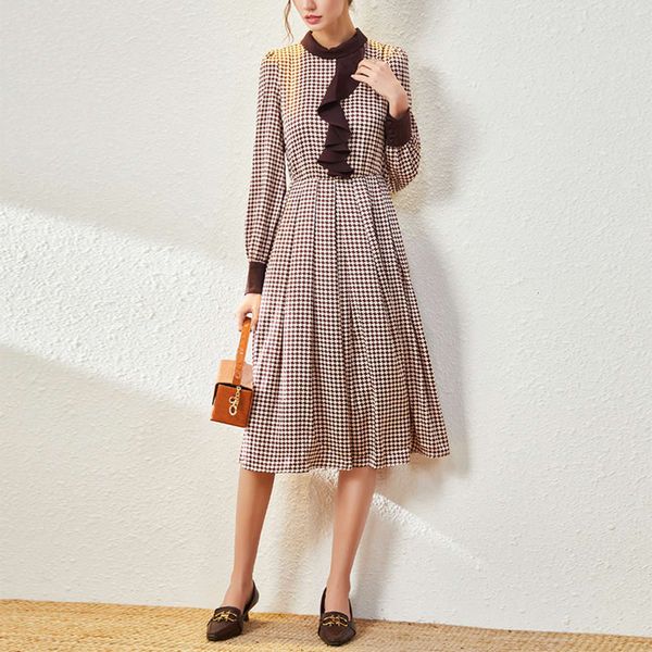 

dress dressearly spring elegant medium length contrast stitching ruffle waist geometric swing skirt, Black;gray