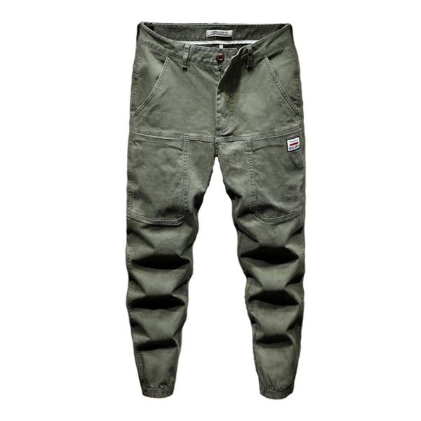 

mcikkny men caro casual jeans pants fashion streetwear loose fit harem trousers for male jogger ankle elastic men's, Blue